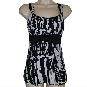 Iz Byer California Black & White Abstract Career Tank Top Buckle S Stretchy